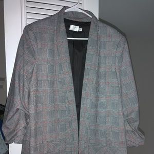 Grey with red stripped Oversize Blazer.